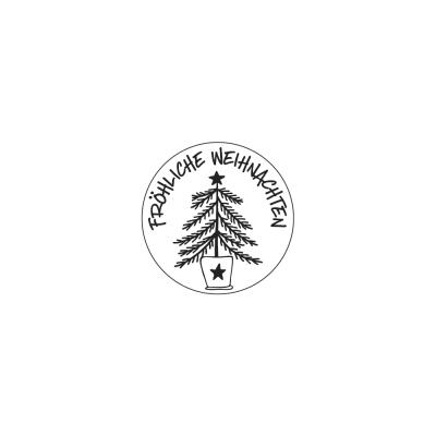 Butterer Holzstempel rund 3 cm - Fröhliche Weihnachten (135)