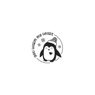 Butterer Holzstempel rund 3 cm - Pinguin - you warm my heart (136)