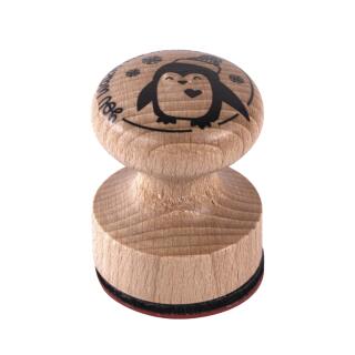 Butterer Holzstempel rund 3 cm - Pinguin - you warm my heart (136)