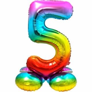 stehender Folienballon Zahl - Zahlenballon - Regenbogen - 72 cm - Auswahl 5