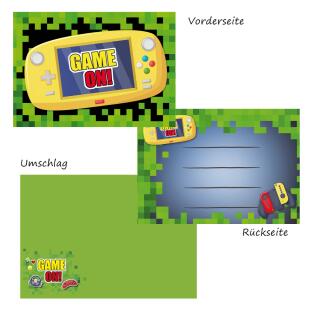 Gaming Party - Einladungskarten mit Umschlag, 8 Stück