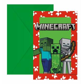 Minecraft - Einladungskarten mit Umschlag