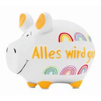 Sparschwein Keramik  - Alles wird gut -  ca. 12 cm x 9 cm