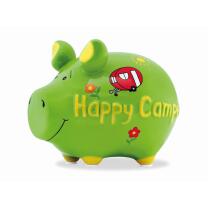 Sparschwein Keramik  - Happy Camper -  ca. 12 cm x 9 cm