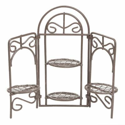 Miniatur Blumenständer - Paravent für Blumen - Metall braun 12 cm