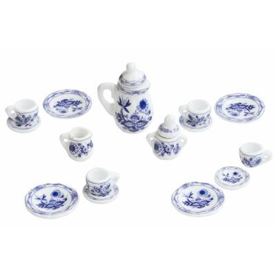 Miniatur Kaffeeservice weiß-blau 15 Teile