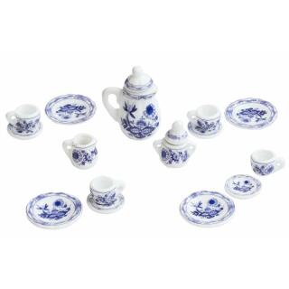 Miniatur Kaffeeservice weiß-blau 15 Teile