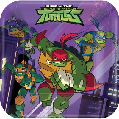 Ninja Turtles Pappteller klein quadratisch, 8 Stück