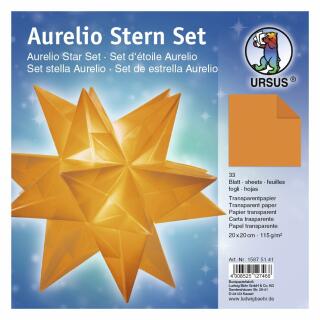 Aurelio Stern Set Faltblätter Transparentpapier orange 20 x 20 cm (41)