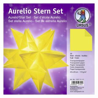 Aurelio Stern Set Faltblätter Transparentpapier gelb 20 x 20 cm (15)