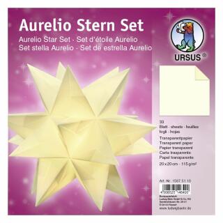 Aurelio Stern Set Faltblätter Transparentpapier creme 20 x 20 cm (10)
