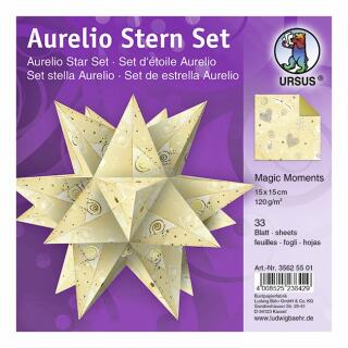 Aurelio Stern Faltblätter 15 x 15 cm - Magic Moments chamois/gold