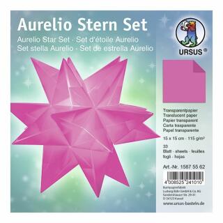 Aurelio Stern Set Faltblätter Transparentpapier pink 15 x 15 cm (62)