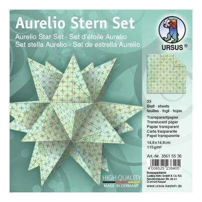 Aurelio Stern Set Faltblätter 14,8 x 14,8 cm - Paradiso türkis Transparentpapier
