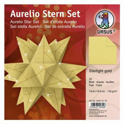 Aurelio Stern Set Faltblätter Starlight gold matt 20 x 20 cm