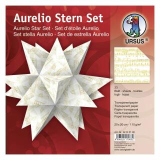 Aurelio Stern Set Faltblätter Noten gold 20 x 20 cm