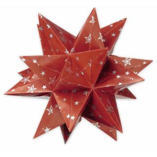 Aurelio Stern Set Faltblätter rot mit silbernen Sternen 20 x 20 cm