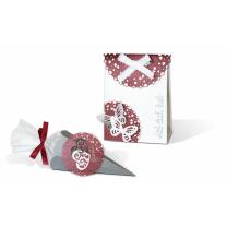 Paper Doilies "Herzen" dunkelrot