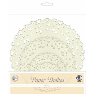 Paper Doilies "Herzen"elfenbein