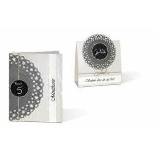 Paper Doilies "Blumen" dunkelgrau