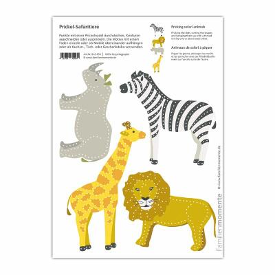 Bastelbogen Prickel-Safaritiere