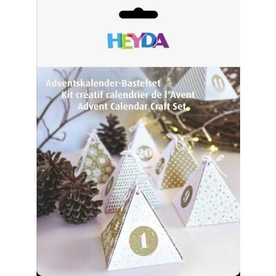 DIY Adventskalender Bastelset 24 Pyramiden goldfarben/weiß