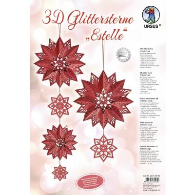 Ursus 3D Glittersterne "Estelle" rot