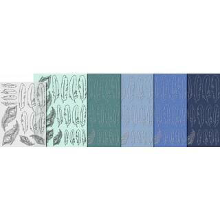 Deko-Set "Federn" Indigo