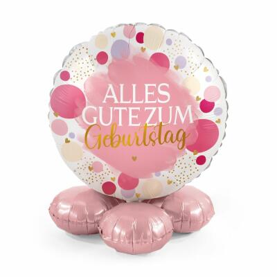 Folienballon 43 cm - Alles Gute zum Geburtstag - rosa - mit Basis