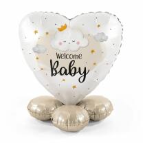 Folienballon 43 cm - Welcome Baby - mit Basis