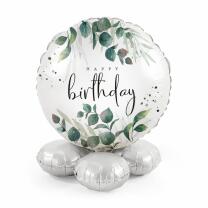 Folienballon 43 cm - Happy Birthday green - mit Basis