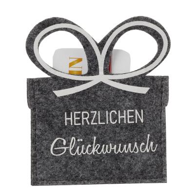 Filz-Geschenktasche für Gutscheinkarten - Auswahl Herzlichen Glückwunsch