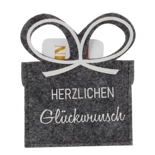 Filz-Geschenktasche für Gutscheinkarten - Auswahl Herzlichen Glückwunsch