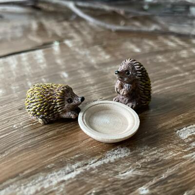 Miniatur Igel mit Holzteller