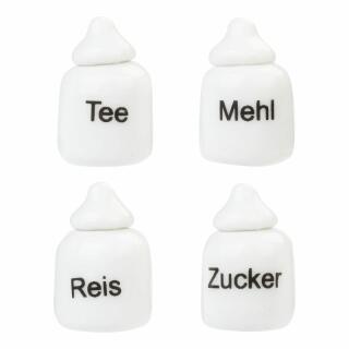 Miniatur Porzellan-Dosen Reis Mehl Tee Zucker