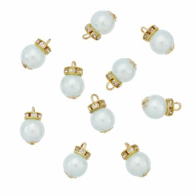 Christbaumkugeln eisblau -  ca.1 cm, 10 Stück