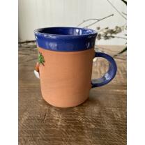 Blaue Keramik-Tasse mit lustigem Hasen