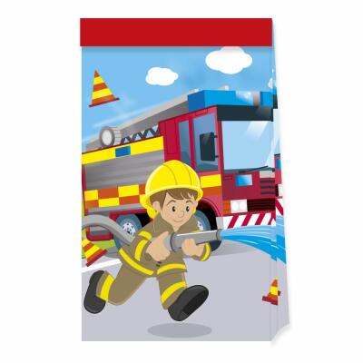 Feuerwehr firefighters -  Partytüten aus Papier, 4 Stück