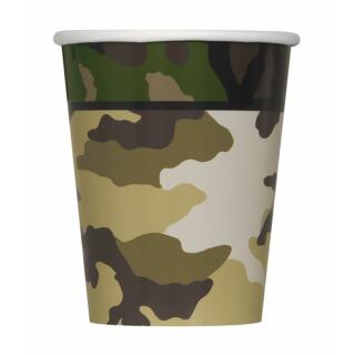 Camouflage braun Pappbecher, 8 Stück