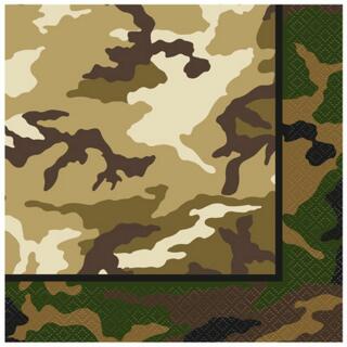 Camouflage braun Servietten, 16 Stück