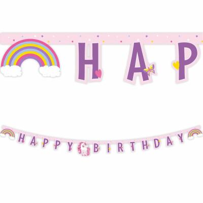 Girlande Happy Birthday - Einhorn Rainbow Colors