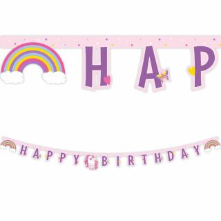 Girlande Happy Birthday - Einhorn Rainbow Colors