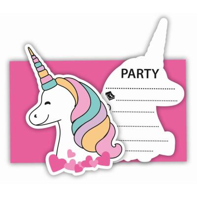 Einhorn Magic Party - Unicorn - Einladungskarten, 6 Stück