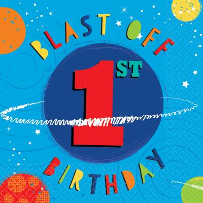 Servietten Weltraum - 1. Geburtstag - Blast off, 20 Stück