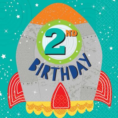 Servietten Weltraum - 2. Geburtstag - Blast off, 20 Stück