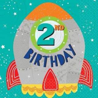 Servietten Weltraum - 2. Geburtstag - Blast off, 20 Stück