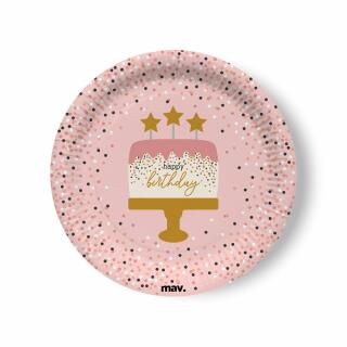 Pappteller - Geburtstag - Rose Konfetti, 8 Stück