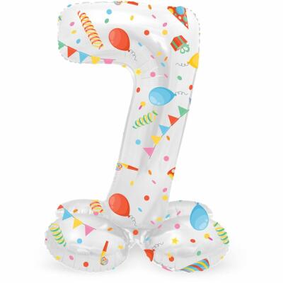 stehender Folienballon Zahl - Joyful Party - Auswahl 7 72 cm