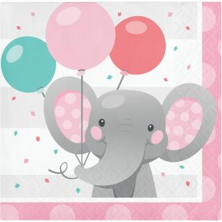 Servietten klein - Bezaubernder Elefant rosa16 Stück