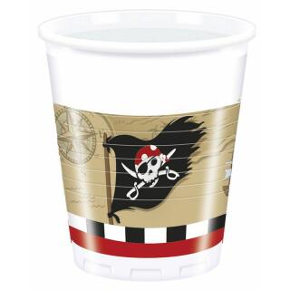 Becher Pirat - Schatzkarte- Pirate Treasure Map, 8 Stück